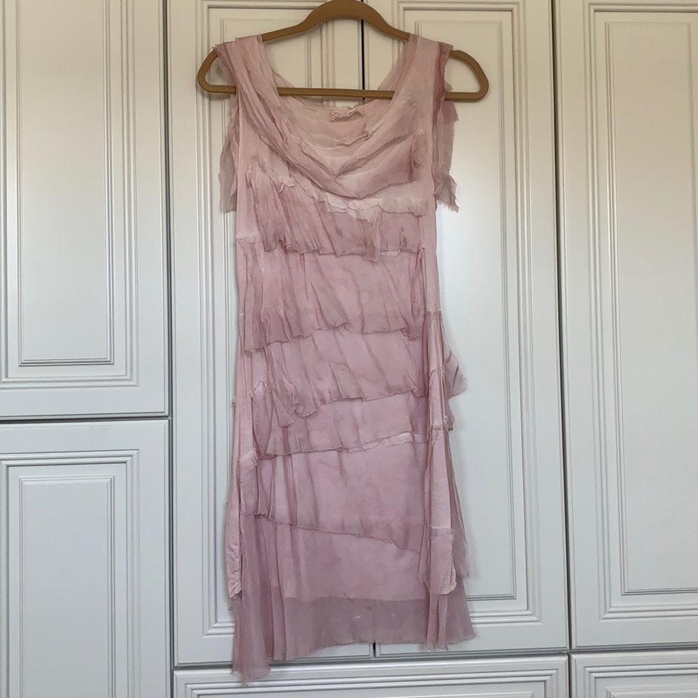 Women's Pink Layered Midi Dress